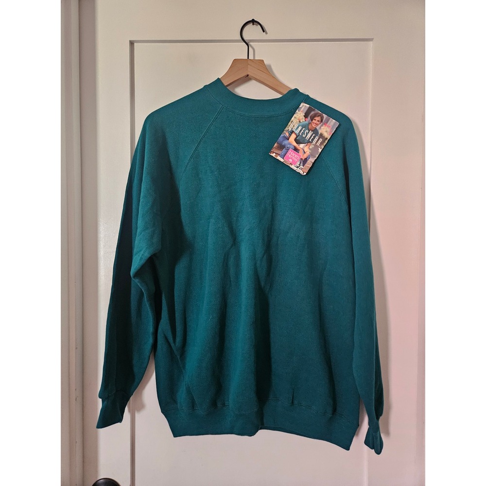 Hanes Her Way Vintage 90s Deadstock Teal Green Crewneck Sweatshirt XL NWT